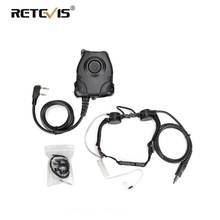 5-RETEVIS ETK005-auriculares tácticos ajustables con micrófono de garganta, walkie-talkie PTT, auriculares para juego Airsoft 2024 - compra barato