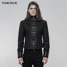 PUNK RAVE-chaqueta de cuero sintético para hombre, abrigo corto, elegante, con uñas de Metal, Estilo Vintage, Punk Palace Noble 2024 - compra barato