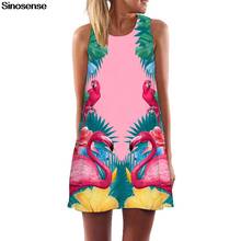 Women Vintage Flamingo Dress Sundress Sexy Summer Clothes Casual Loose Chiffon A Line Tunic Tank Dress Beach Party Mini Dresses 2024 - buy cheap