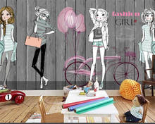 beibehang  wallpape Custom wallpaper 3D mural hand-painted wooden board fashion girl clothing store personality background wall 2024 - buy cheap