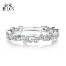 HELON Solid 14K White Gold AU585 Genuine Natural Diamonds MILGRAIN Wedding Engagement Ring HALF Eternity Band Women Fine Jewelry 2024 - buy cheap