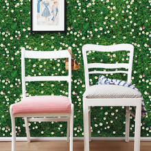 Adesivo de decoração de parede 3d nano para chão, jardim, grama verde, flores, simulação de gramado, para sala de estar, corredor, cozinha, pvc 2024 - compre barato