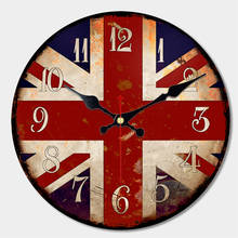 Retro London British Flag Large Wall Clocks Vintage London Street Old Car garage Silent Round Clock  6 Inch Wooden Wall Clocks 2024 - buy cheap