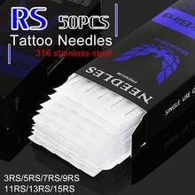 50pcs agulhas de tatuagem descartáveis profissionais 0.35mm #12 03rs 5rs 7rs 9rs 11rs 14rs tamanho variado agulhas de tatuagem estéril 2024 - compre barato