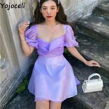 Yojoceli-vestido de fiesta Vintage con manga farol para mujer, Vestido corto informal, a la moda, de verano 2024 - compra barato
