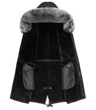 Leather Winter Men Natural Wool Fox Fur Collar Sheepskin Coat Luxury Jacket JLK18SJF1985 Y1354 2024 - buy cheap