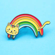 Rainbow Cat Kitty Glitter Gay Pride Enamel Brooch Pins Badge Lapel Pin Brooches Collar Jeans Jacket Fashion Jewelry Accessories 2024 - buy cheap