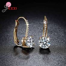Exquisite Bright Crystal Zircon Gold 925 Sterling Silver Hoop Earrings Fashion CZ Rhinestone Jewelry For Women Brincos 2024 - buy cheap