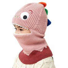 New Winter Children Hooded Hat Scarf Skullies Beanies Autumn Knitted Fox Dinosaur Deer Bear Kids Head Caps Boys Girls Hooded Cap 2024 - buy cheap