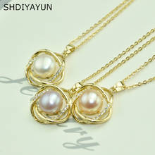 SHDIYAYUN Gold Pearl Necklace Simple Choker Necklace Pendant 925 Sterling Silver Jewelry 100% Real Pearl Accessories Wholesale 2024 - buy cheap