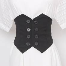 Women's runway fashion black fabric elastic Cummerbunds female Dress Corsets Waistband Belts decoration wide belt R665 2024 - buy cheap