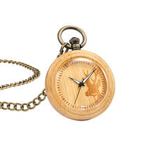 Creative Wooden Watch Quartz Pocket Watch Bronze Hanging Pendant Chain New Arrival Wood Pocket Clock for Men Women Gift PW003 2024 - buy cheap