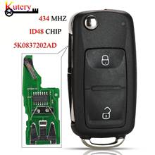 Kutery дистанционный умный Автомобильный ключ для VOLKSWAGEN VW Amarok Transporter 2011-2016 2 кнопки 434 МГц ID48 чип 5K0837202AD 2024 - купить недорого