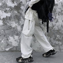 Focal20-pantalones holgados con bolsillos y cremallera para mujer, ropa de calle femenina con cadena de Color sólido, cintura elástica, informal, otoño 2024 - compra barato