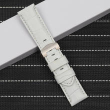 Correa de reloj de calidad superior para Panerai, correa de reloj de cuero de bambú auténtico importado, color blanco, 24mm, con hebilla de mariposa 2024 - compra barato