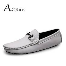 Genuine Leather Loafers Moccasins Shoes Men Luxury Brand Driving Shoes Big Size 37-47 Mens Loafers White Wedding Office Shoes 2024 - buy cheap