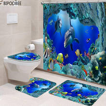 Deep Sea Fabric Shower Curtains Waterproof Ocean Dolphin Bathroom Curtain Set Toilet Lid Cover Mat Non Slip Rug Home Decor 2024 - buy cheap