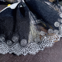 3 Meters/lot Hot Sale Flower Lace Fabric For Costume Sewing Applique Crafts 19cm Width Vintage Black Embroidery Lace Trim 2024 - buy cheap