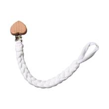 Baby Wood Pacifier Clip Chain Handmade Woven Nipple Holder Soother Leash Strap 24BE 2024 - купить недорого