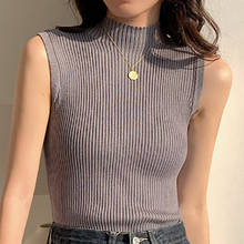 Half Turtleneck Female Tanks Camis 2021 Womens Solid Knitted Tank Tops Sleeveless Summer Clothes For Women Casual Slim Tank Top 2024 - buy cheap