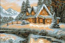 Kit de punto de cruz, hermoso Kit de punto de cruz, vista de invierno, casa de nieve en el lago, río riolis, 14/16/18/25/22 colores, gran oferta, 1080 2024 - compra barato