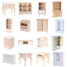 Hot Sale 27 Styles 1/12 Wooden Bedroom Dollhouse Mini Cabinet Model Kitchen Dining Cabinet Display Shelf Doll House Furniture 2024 - buy cheap