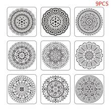 9pcs/set Mandala Stencil Drawing Template for Tile Floor Painting Board Album G8TA 2024 - buy cheap