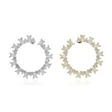 Женские круглые серьги-кольца с фианитом, круглые ювелирные украшения с кристаллами багета, ААА, 2020 2024 - купить недорого