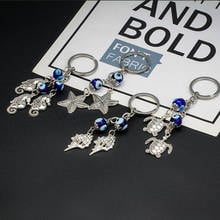 EVIL EYE Sea Turtle Starfish Charm Keychain Alloy Silver Color Ring Turkish Eye Key Chain Fashion Jewelry for Women Men EY6733 2024 - buy cheap