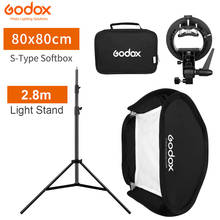 Godox 80x80cm 31x31inch Flash Speedlite Softbox + S type Bracket Bowens Mount with 2.8m Light Stand for Camera Photography 2024 - buy cheap