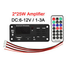 Placa decodificadora 2*25w, amplificador de sinal bluetooth, mp3 player, rádio automotivo, suporte para fm, tf, reprodutor de mp3 2024 - compre barato