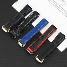 20mm Calfskin Genuine Leather Watch band Rubber Silicone back Folding Buckle Watchband for Omega strap Seamaster Speedmaster 2024 - buy cheap