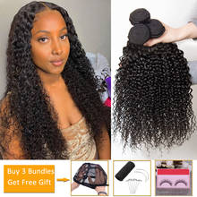 Lanqi cabelo encaracolado afro, extensão capilar, 100% humano, 3 pacotes ou 1 peça 2024 - compre barato