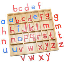 Instrucciones en idiomas Montessori para niños, letras pequeñas de actividades con caja de madera, letras azules y rojas del alfabeto, Juguetes 2024 - compra barato