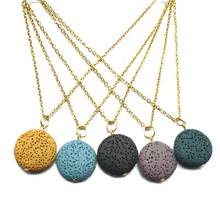 13 Colors Round Lava Stone Aroma Essential Oil Diffuser Necklace Aromatherapy Jewelry Gold Chain Lava Rock Stone Necklace 2024 - buy cheap