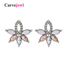Carvejewl gem stone studs earrings cute rhinestone flower earrings for women jewelry girl gift new design korean earrings hot 2024 - buy cheap
