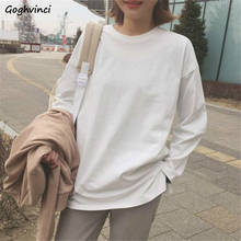 Camiseta feminina manga comprida, gola redonda, macia, casual, coleção inteligente, grande, roupa feminina 2024 - compre barato