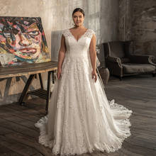 Женское свадебное платье It's yiiya, белое ТРАПЕЦИЕВИДНОЕ ПЛАТЬЕ большого размера с V-образным вырезом и длинными рукавами на лето 2019 2024 - купить недорого
