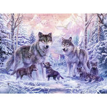 Moon And Wolf DIY Embroidery 11CT Cross Stitch Kits Needlework Craft Set Cotton Thread Printed Canvas Home    Dropshipping 2024 - buy cheap