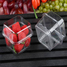 50pcs High quality fruit salad cake packaging container disposable transparent pet meal platter square plastic box with lid 2024 - buy cheap
