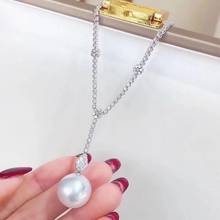 D1227 твердый 925 пробы Серебряный Круглый 11-12 мм натуральный пресноводный Эдисон жемчуг подвеска ожерелье для женщин хороший подарок 2024 - купить недорого