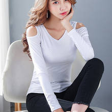 2020 nova vogue sexy fora do ombro t-shirts com decote em v estilo coreano tshirts das mulheres camisa preta t camisa camisa mujer 2024 - compre barato