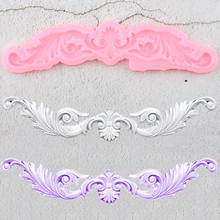 Baroque Scroll Relief Border Silicone Mold 3D Leaves Cupcake Topper Fondant Cake Decorating Tools Candy Chocolate Gumpaste Mould 2024 - buy cheap