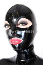 Handmade Black Latex Hoods Mask with Open Big Eyes Cosplay Latex Mask 2024 - buy cheap