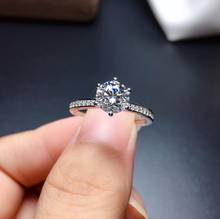 Anel de moissanite crepitante, joia feminina de 6 garras, presente 925 de prata esterlina brilhante, melhor que o anel de noivado com diamante, para casamento 2024 - compre barato