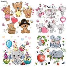 Prajna Cute Cartoon Animal Patch Stickers Iron On Transfers For Clothes Stripes Heat Transfer Thermal Hot Vinyl Applique Ironing 2024 - buy cheap