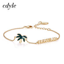 Cdyle Gold Color Charm Palm Tree Bracelet For Women Hawaii Beach Jewelry Embellished with crystal Bracelet Femme 2024 - buy cheap