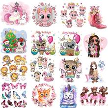 Unicorn/Cat Thermal Stickers Transfer For Clothing Iron On Heat Transfers For Clothes Appliques For Diy Washable Baby T-shirt 2024 - buy cheap