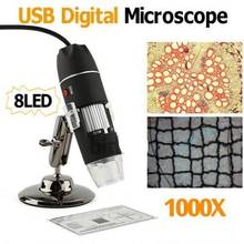 Microscópio trinocular digital com 8 leds, câmera de microscópio com usb para solda, eletrônica biológica, 1000x 2024 - compre barato