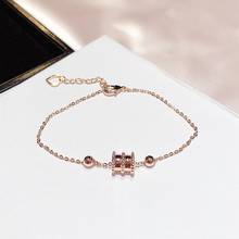 Высококачественный геометрический металлический браслет с бусинами цвета розового золота, браслет-цепочка для женщин, Подарочные ювелирные изделия 2024 - купить недорого